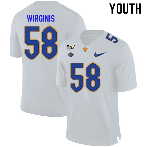 2019 Youth #58 Quintin Wirginis Pitt Panthers College Football Jerseys Sale-White